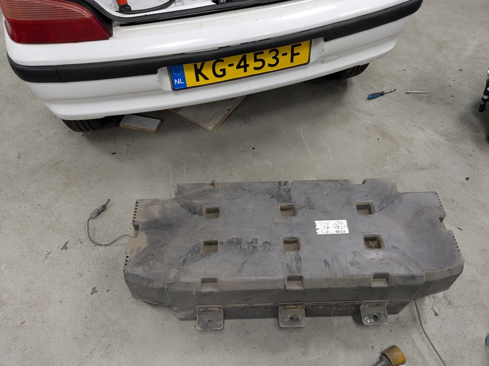Rear battery removed from the car