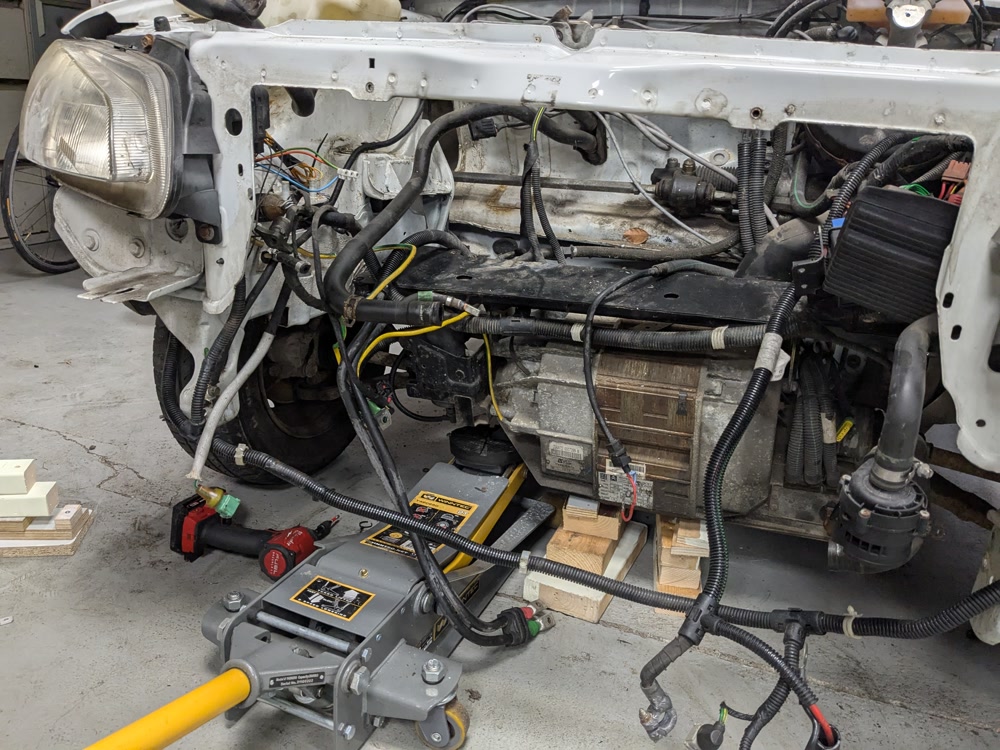 Batteries removed, now raising the motor